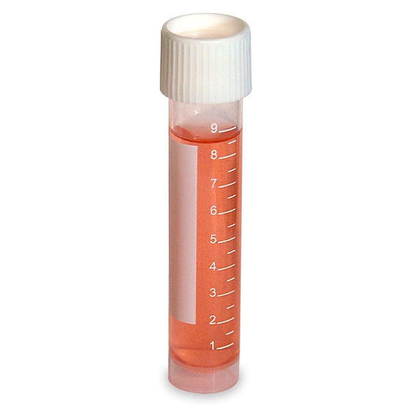 Globe Scientific Transport Tube, 10mL, 16x80mm, w/Attached White Screw Cap, PP, Sterile, Printed Graduations, 25/Bag, 500PK 6105SP - main